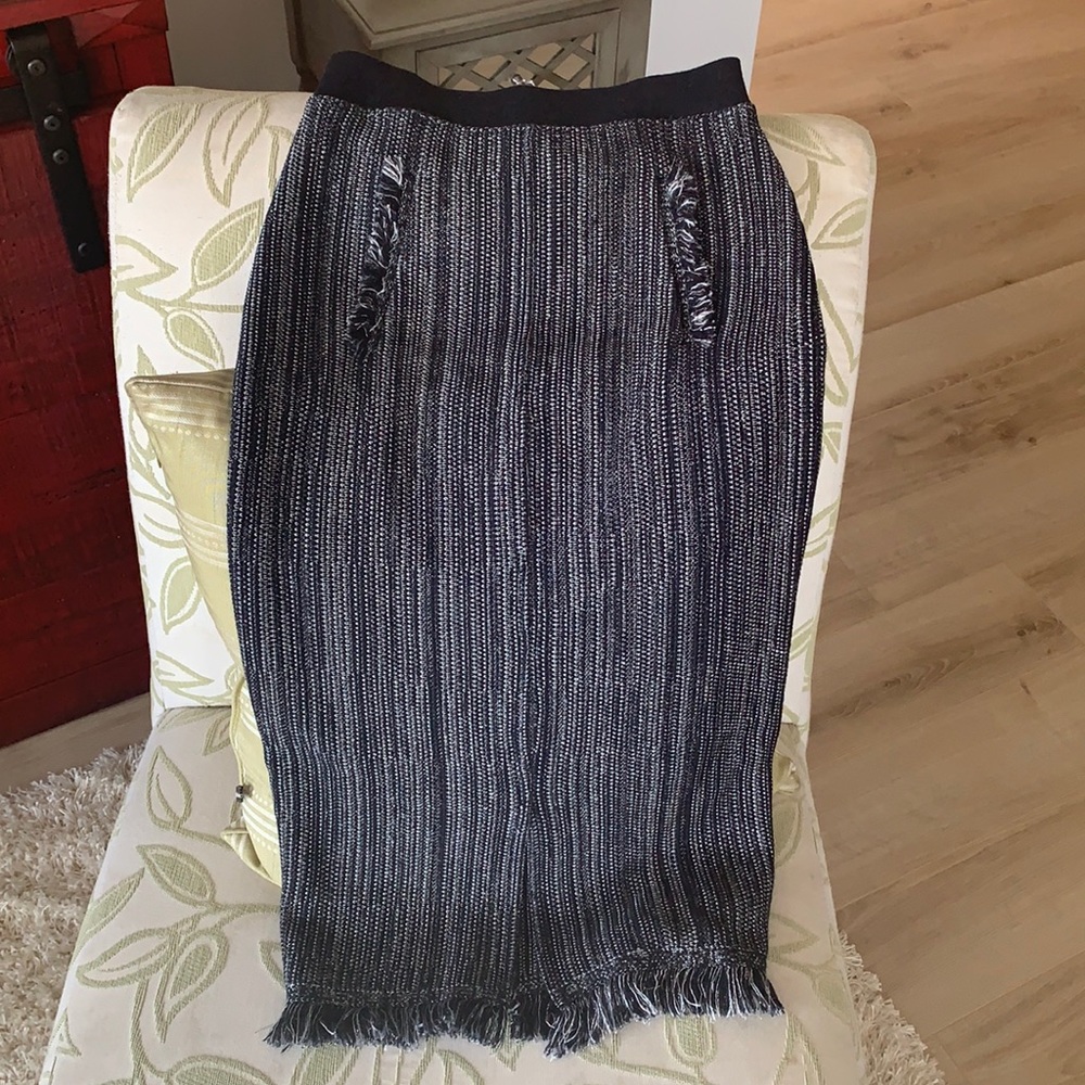 Navy Wool blend skirt made in France